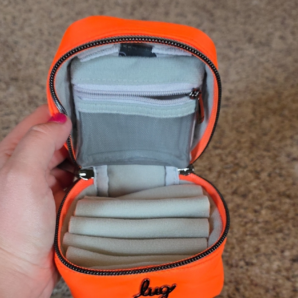 lug Neon Orange Quilted Mini Travel Jewelry Case - Picture 2 of 3